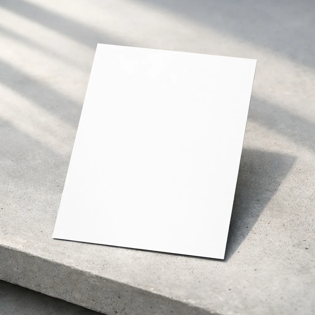 Minimalist Vertical Card Mockup on Concrete Surface