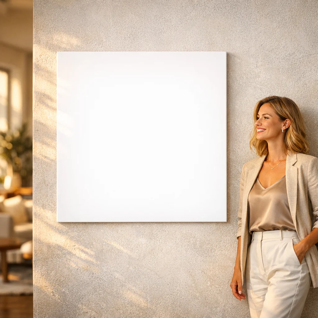 Elegant Square Canvas Wall Art Mockup - Lifestyle Scene