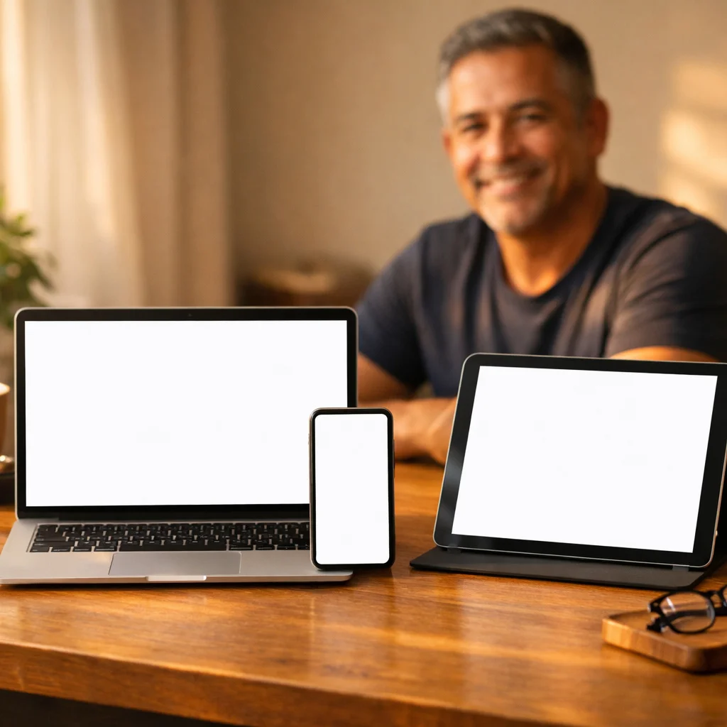 Laptop, Smartphone & Tablet Mockup - Multi-Device Scene