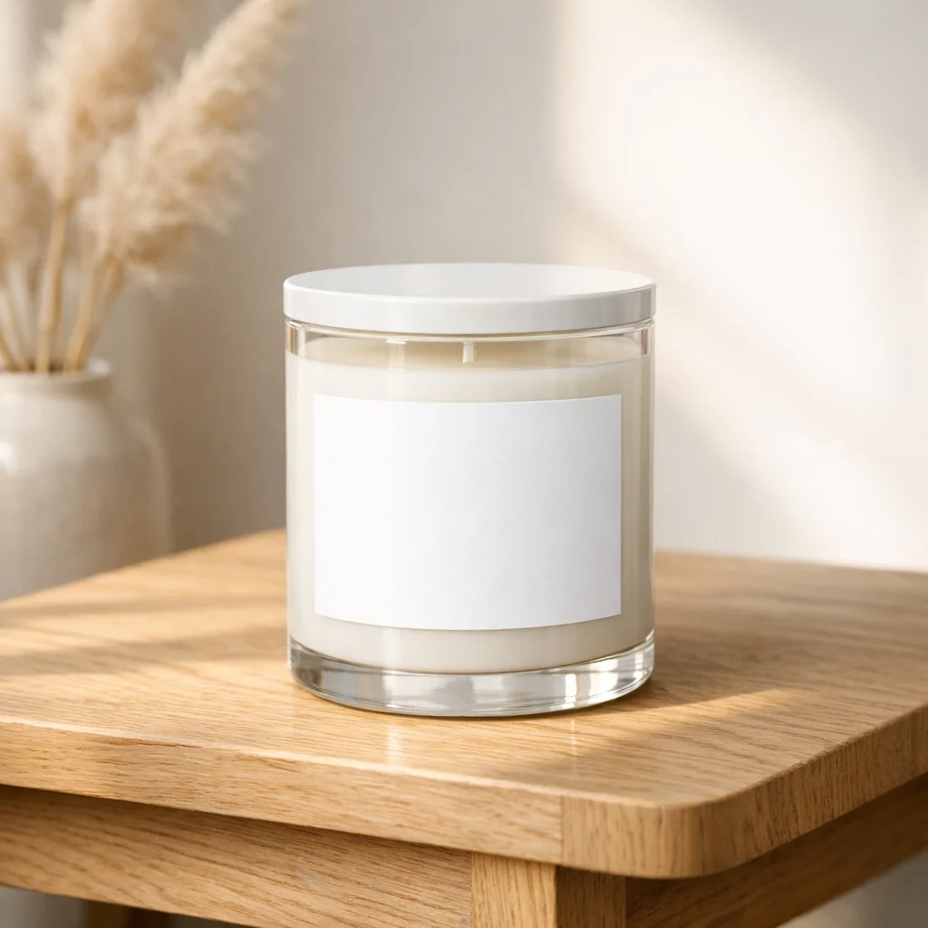 Aesthetic Glass Candle Jar Mockup - Lifestyle Scene