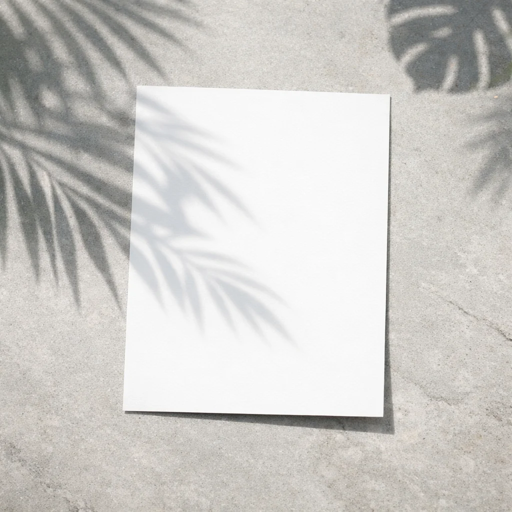 Minimalist Paper Mockup with Tropical Palm Shadows