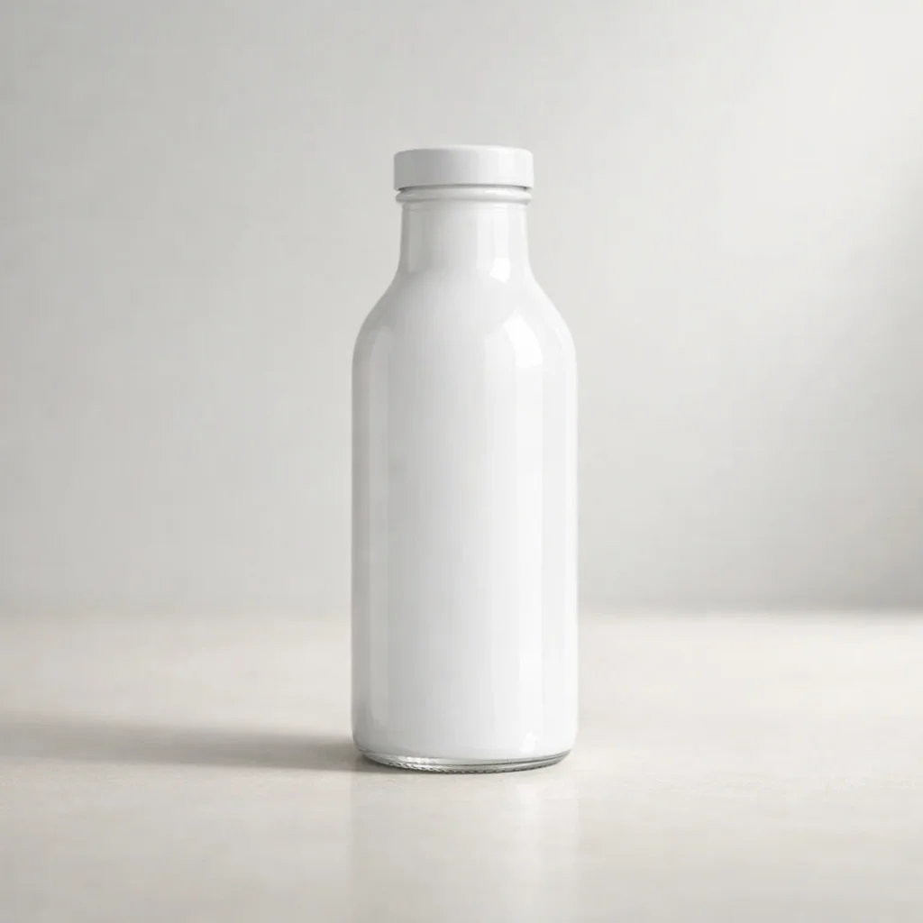 Minimalist White Glass Bottle Mockup - Milk & Juice