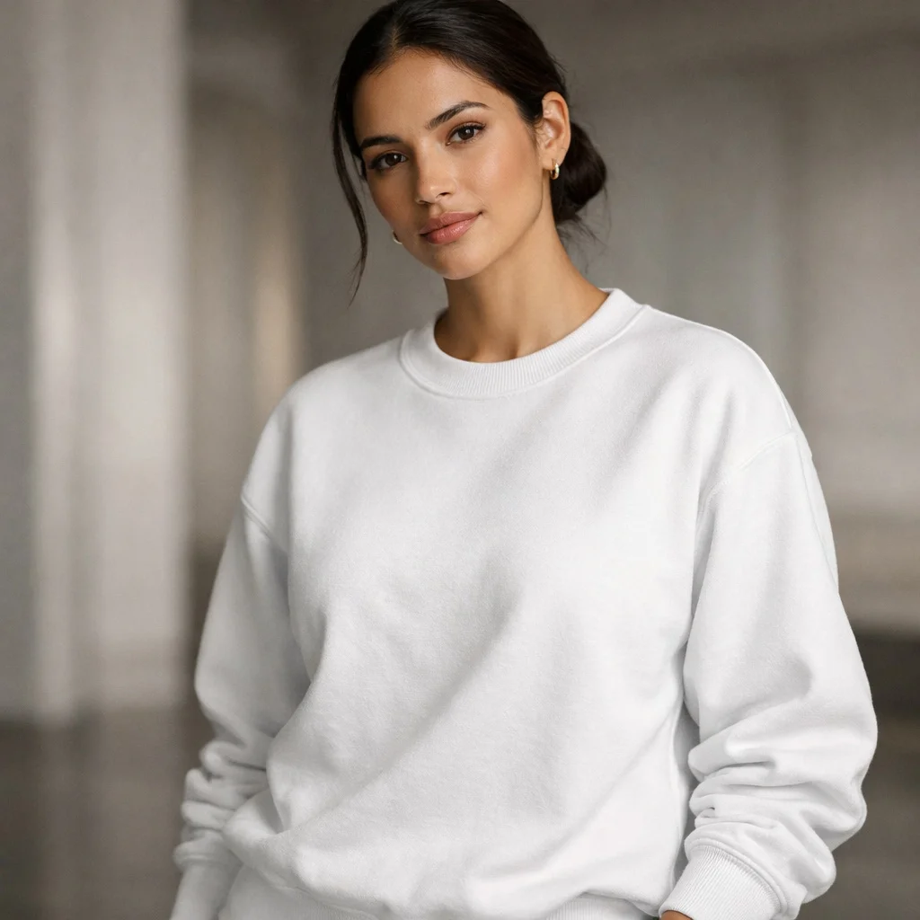 White Crewneck Sweatshirt Mockup - Lifestyle Model Scene