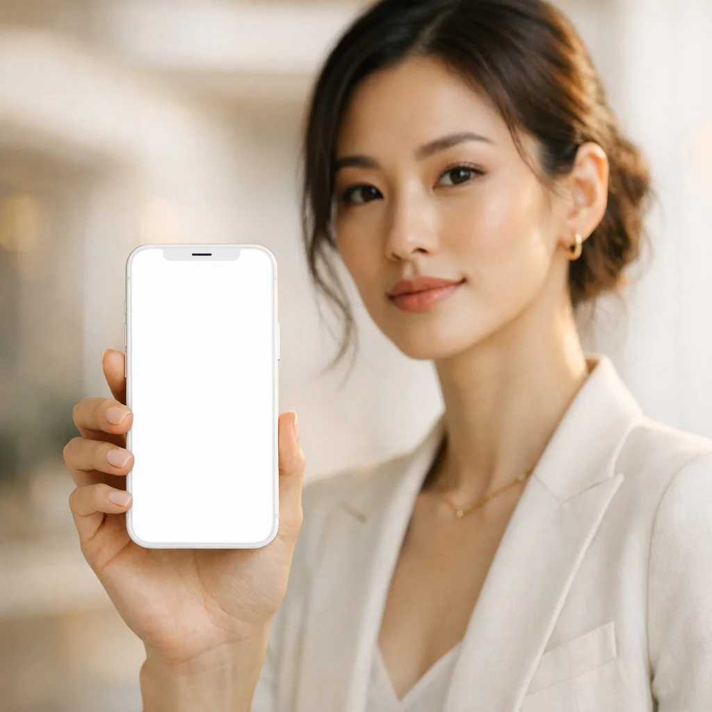 Smartphone App Mockup - Professional Woman Lifestyle
