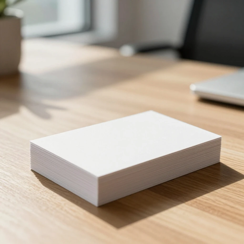 White Business Card Mockup - Professional Office Setting