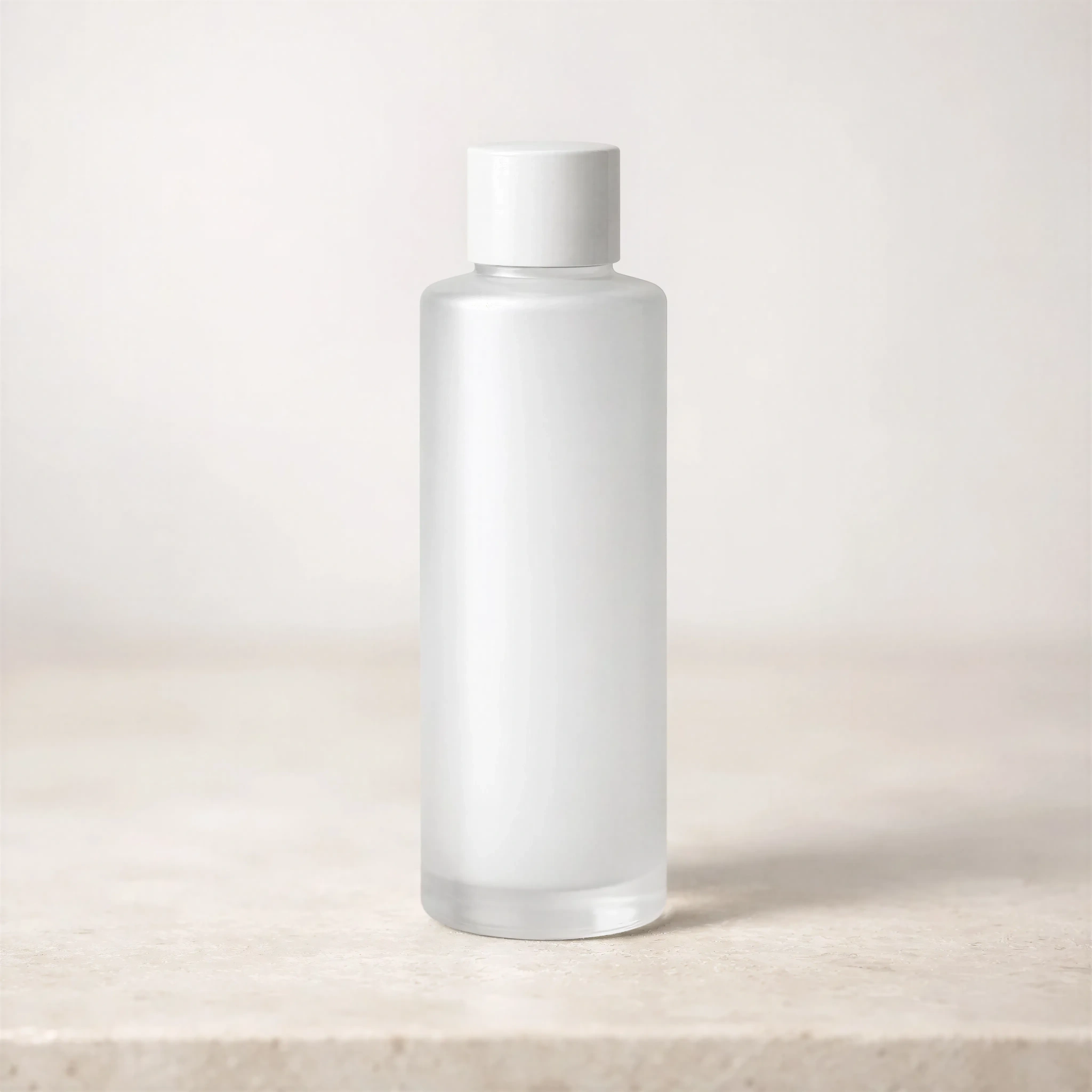 Frosted Glass Skincare Bottle Mockup - Minimalist Scene