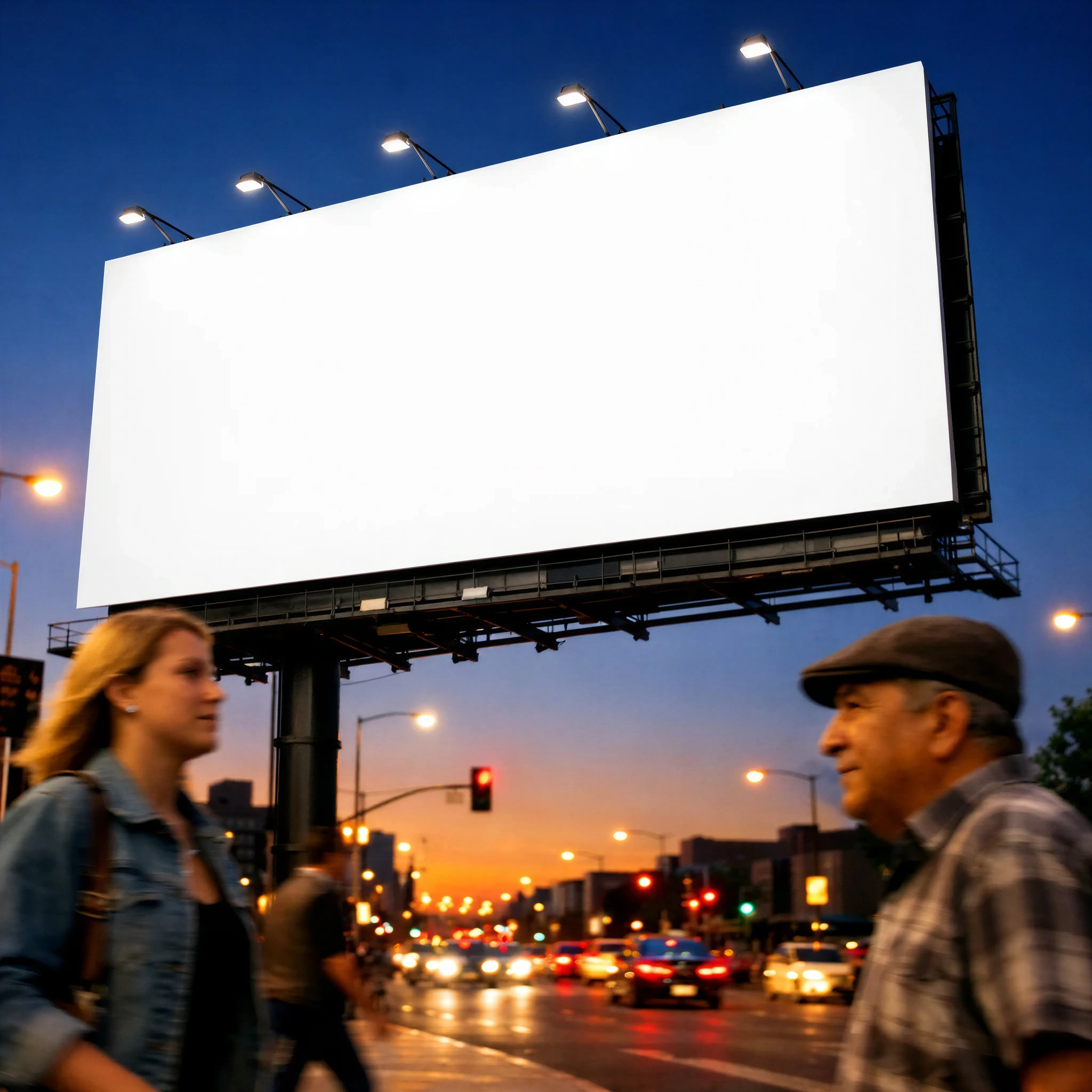 Large Outdoor Billboard Mockup in City Night Scene