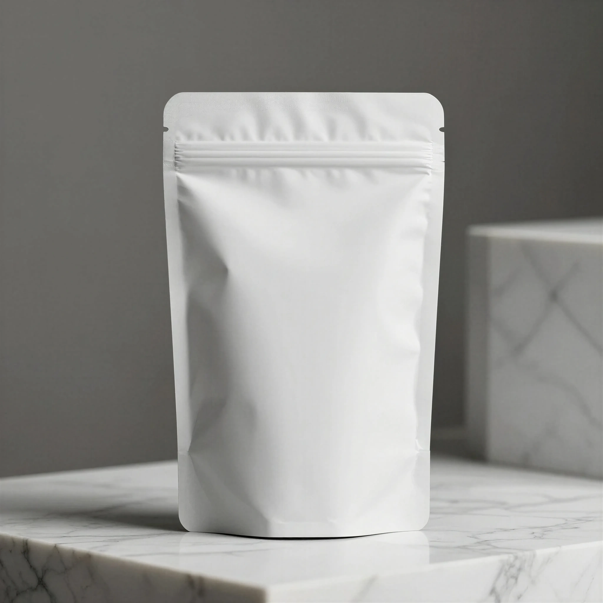 White Stand Up Pouch Mockup - Elegant Packaging Design