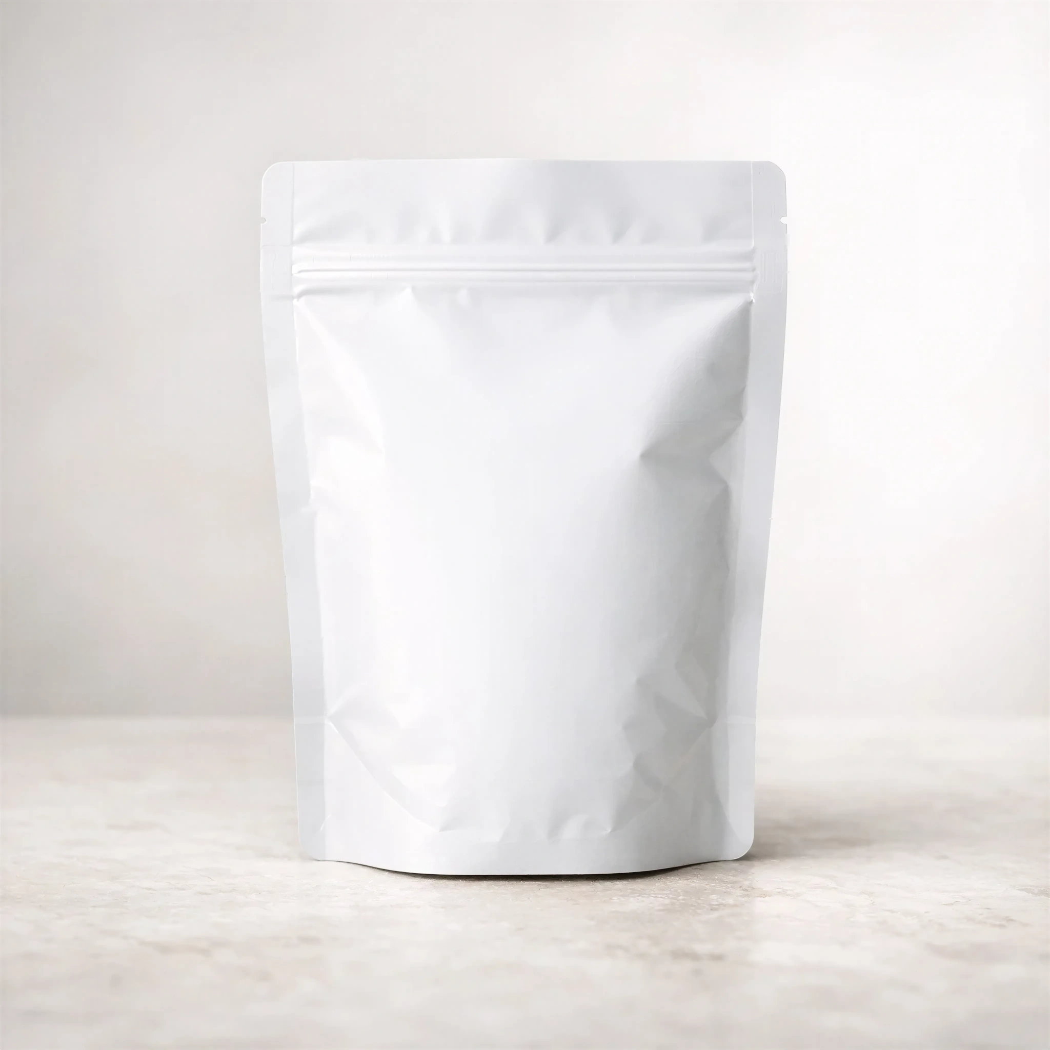 White Stand-Up Pouch Mockup - Resealable Packaging Bag