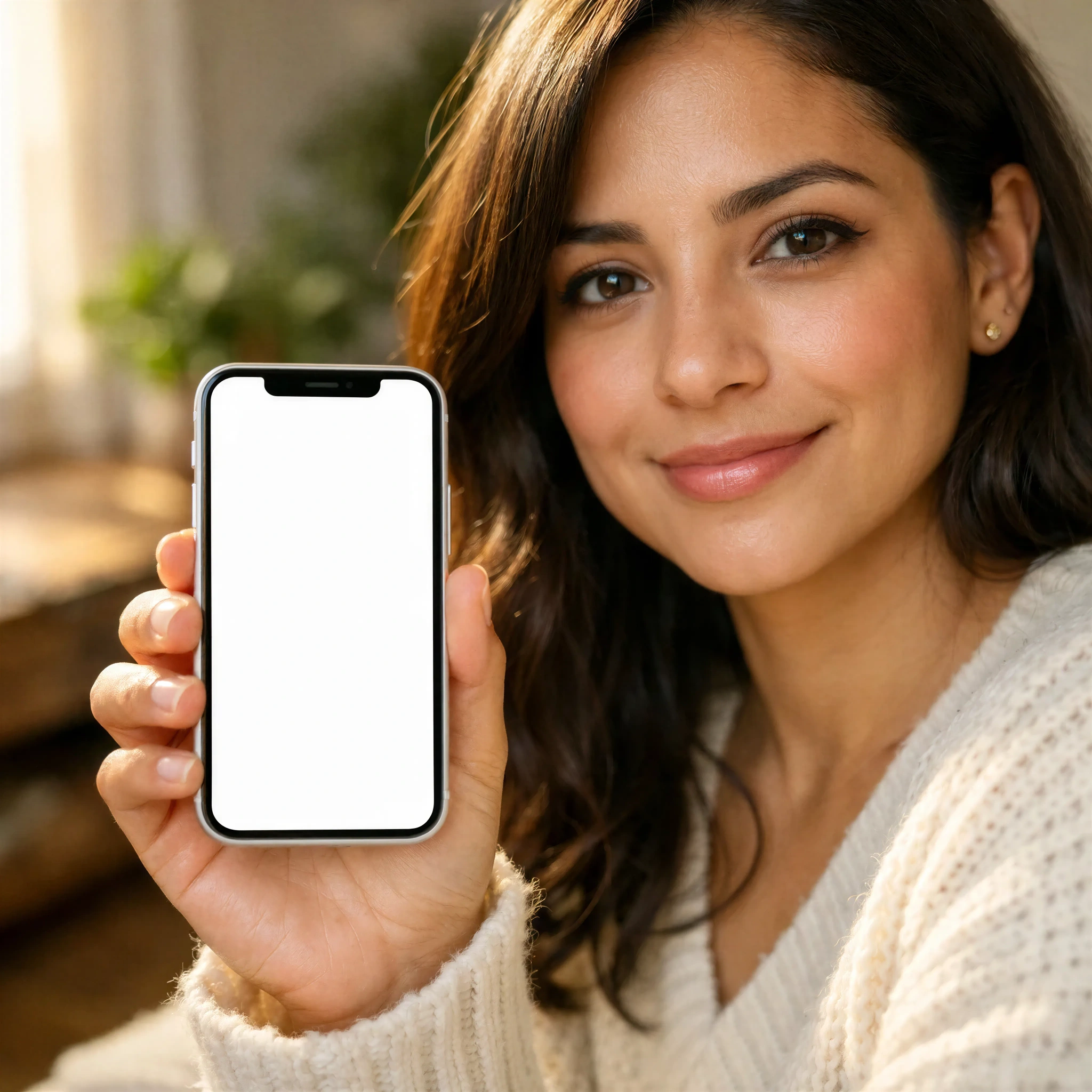 Smartphone Lifestyle Mockup - Woman Holding Phone