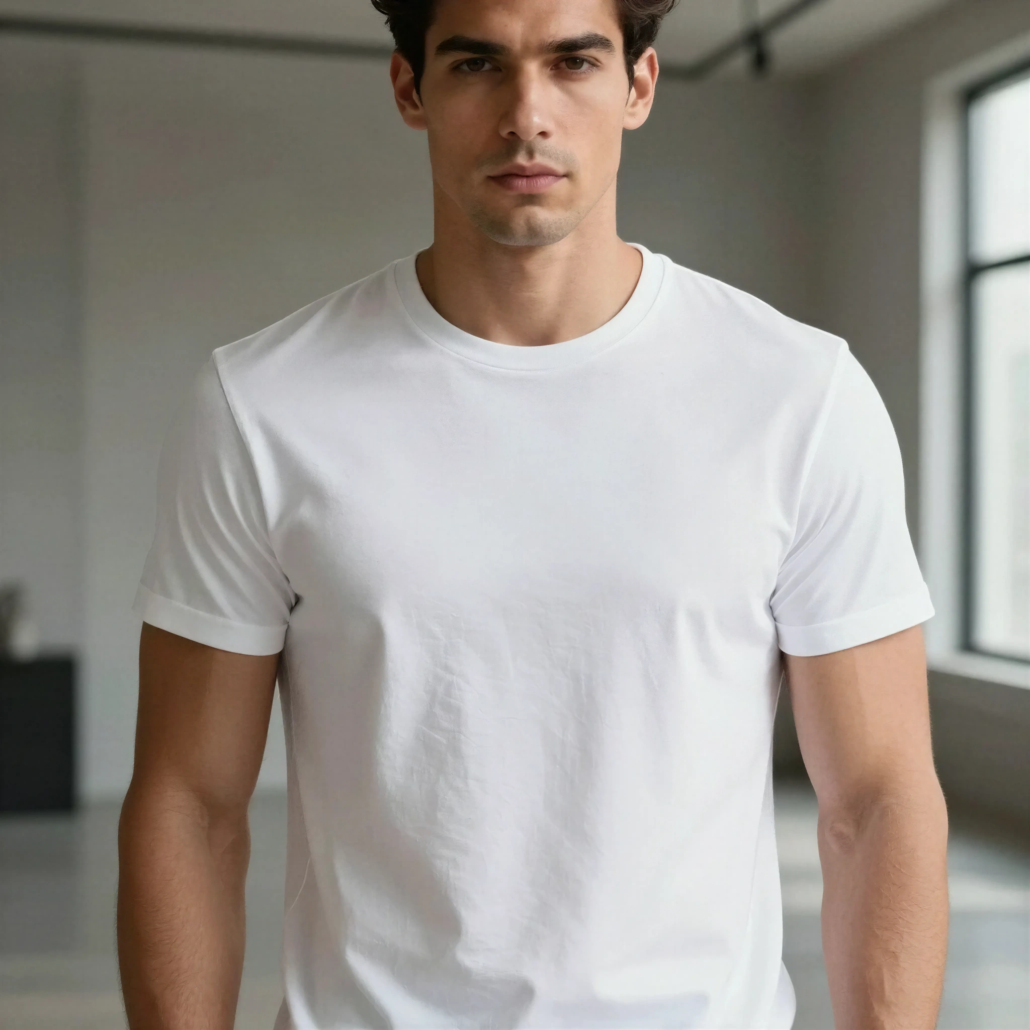 White T-Shirt Mockup - Studio Lifestyle Model