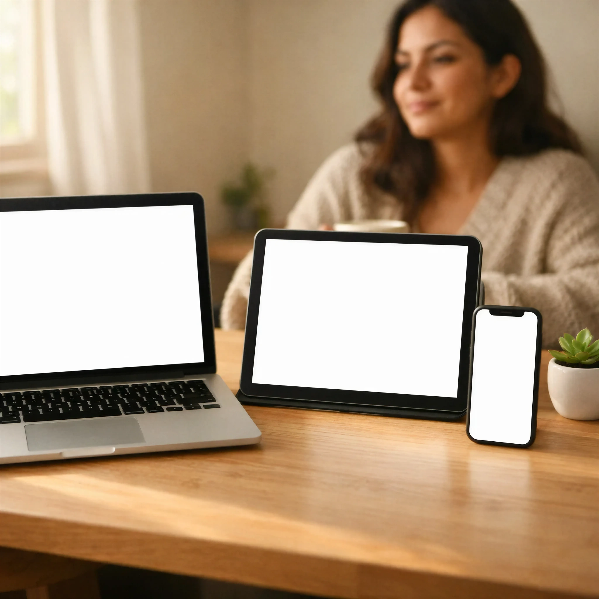 Multi-Device Tech Mockup: Laptop, Tablet & Smartphone